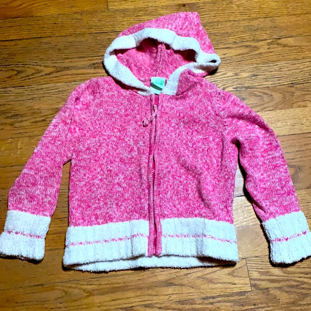 Cute Winter Zip Up Pink & White Sweater Size 5